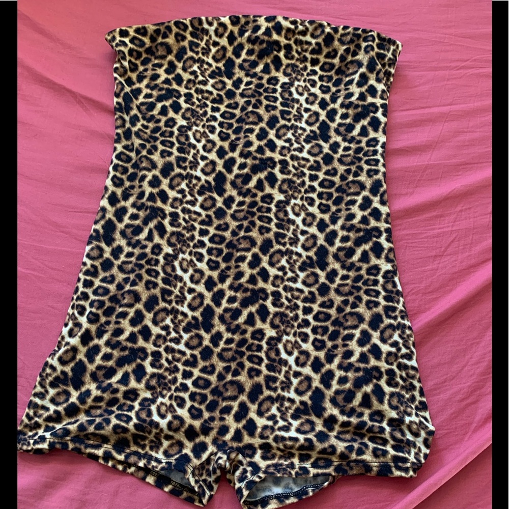 Leopard tube top romper